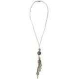 Lange Suède Ketting met Ibiza Stijl Hanger Beige