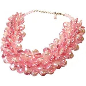 Statement Ketting Multiparel Druppel Collier Roze