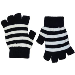 Zwart/Witte Vingerloze Handschoenen
