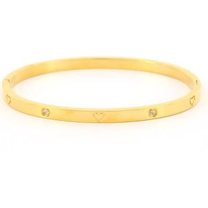 Kalli Bangle Armband Hartje met Zirkonia | Goud