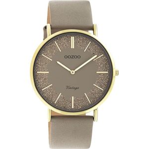 OOZOO Timepieces Horloge Taupe/Goud | C20183