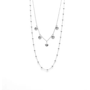 Karma Dubbele Ketting Dots 5 Discus Zilver