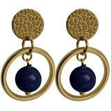 Flow Jewels Hang Oorbellen Arya Blauw Steentje Goud