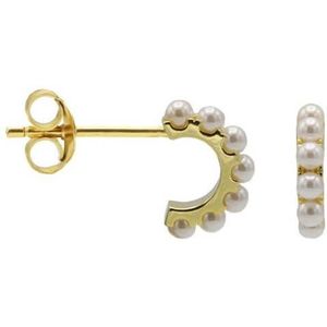 Karma Oorbellen XL Half Hoop Pearls Goud