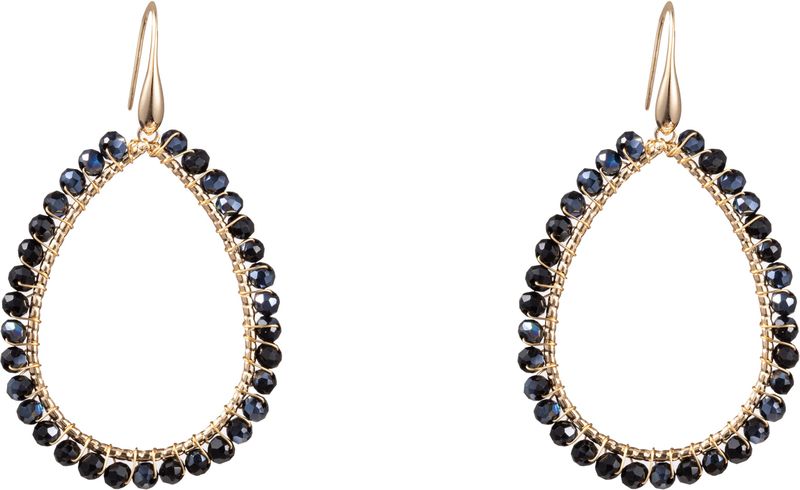 Day&Eve Hang Oorbellen Beads Open Drop Black Mix | Goud