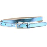 Take It Leren Riem 1.5 cm Metallic Blauw