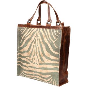 Leather Design Canvas Boodschappentas met Hunter Leer | Zebra