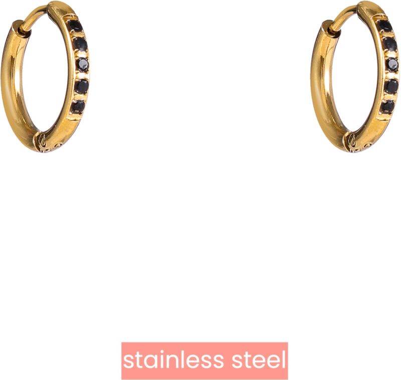 Day&Eve Oorringen Sparkle Hoop Zwart | Goud