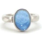 Qoss Ring Door Ovale Hemelsblauwe Steen - Maat XXL