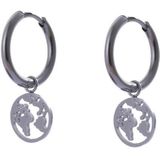 Go Dutch Label Oorringen Wereldbol Zilver