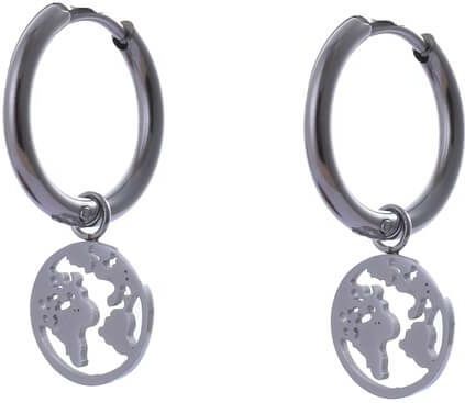 Go Dutch Label Oorringen Wereldbol Zilver