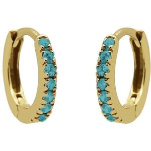 Karma Oorringen Plain Hoops Round Turquoise 13 mm Goud