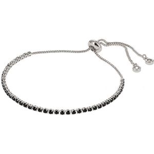 Kalli Armband met Stras Steentjes Black 2 mm Zilver