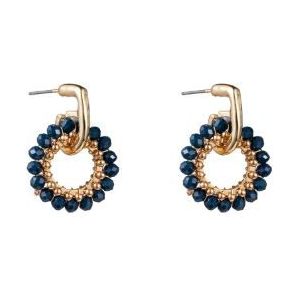 Day&Eve Oorbellen Small Beads Blue Circle Goud