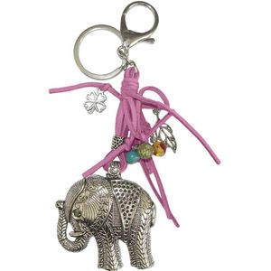 Tas/sleutelhanger De Olifant Roze