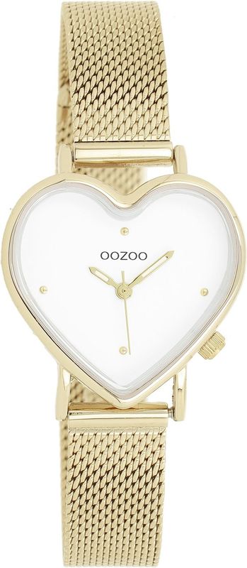 OOZOO - Dameshorloge - Goud/Wit - Roestvrijstaal - Japans Kwartsuurwerk