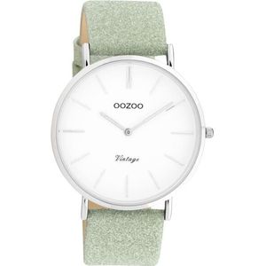 OOZOO Timepieces Horloge Vintage Glitter Groen/Wit | C20146