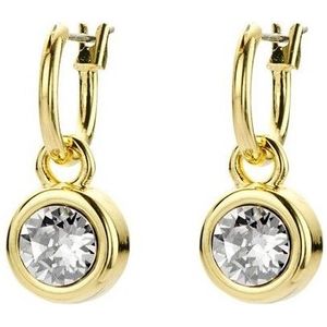Biba Hang Oorbellen met Swarovski Steentje Silver Shade Goud