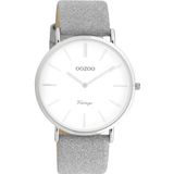 OOZOO Timepieces Horloge Vintage Glitter Zilver/Wit | C20145