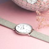 OOZOO Timepieces Horloge Vintage Glitter Zilver/Wit | C20145
