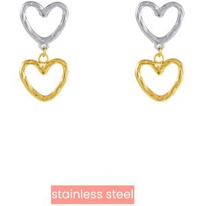 Day&Eve Double Dangling Hearts Goud/Zilver