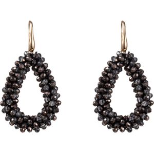 Day&Eve Hang Oorbellen Druppelvormig Dark Grey Goud