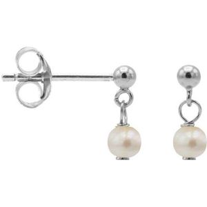 Karma Oorbellen Hanging Dot Pearl Zilver