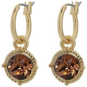 Biba Hang Oorbellen Goud met Swarovski Steentje Lt. Sm. Topaz