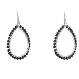 Day&Eve Hang Oorbellen Beads Open Drop Black Mix | Zilver