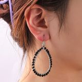 Day&Eve Hang Oorbellen Beads Open Drop Black Mix | Zilver