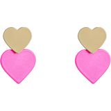 Day&Eve Oorbellen 2 Hearts Pink | Goud