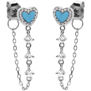 Karma Oorbellen Chain Smell Of Love Turquoise | Zilver