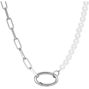 iXXXi Schakel Ketting Square Chain Pearl Zilver