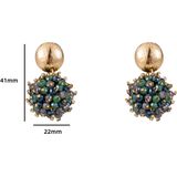 Day&Eve Oorbellen Beads Ball Green Mix Goud