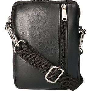 Leather Design Schoudertasje/Riemtasje Zwart