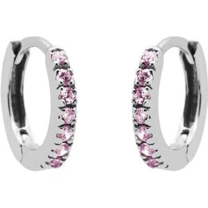 Karma Oorringen Plain Hoops Round Pink 13 mm Zilver