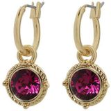 Biba Hang Oorbellen Goud met Swarovski Steentje Fuchsia