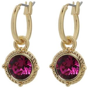 Biba Hang Oorbellen Goud met Swarovski Steentje Fuchsia