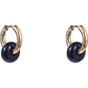 Day&Eve Oorringen Donut Stone Onyx | Goud