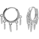 Karma Oorringen Plain Hinged Hoops 5 Zirconia Cones 14mm Zilver