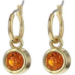 Biba Hang Oorbellen met Swarovski Steentje Tangerine Goud