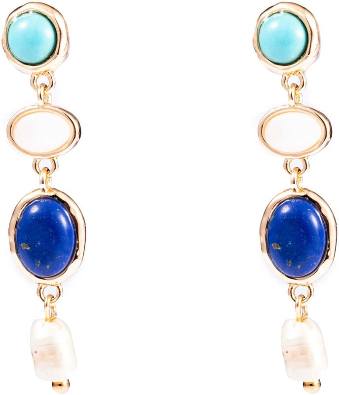 Go Dutch Label Hang Oorbellen Stone Sea Goud