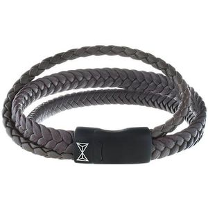 AZE Jewels Armband Iron Three String Brown-on-Black | Maat L