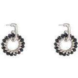 Day&Eve Oorbellen Small Beads Black Circle Zilver