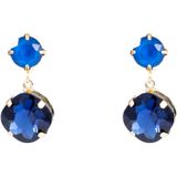 Go Dutch Label Oorbellen Round Zirconia Blauw Goud