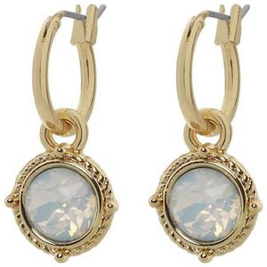 Biba Hang Oorbellen Goud met Swarovski Steentje Wh. Opal