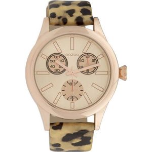 OOZOO Timepieces Horloge Goud/Zwart Leopard/Rose | C9796