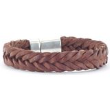Qoss Heren Armband Gevlochten Leer Tom Bruin - Maat M