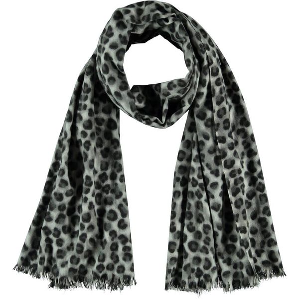 Helena Vera Gebreide sjaal wit-zwart luipaardprint casual uitstraling Accessoires Sjaals Gebreide Sjaals 