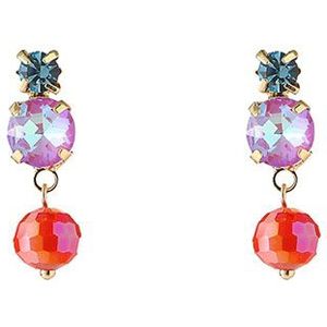 Day&Eve Oorbel Small Stone Dangle Rainbow | Goud